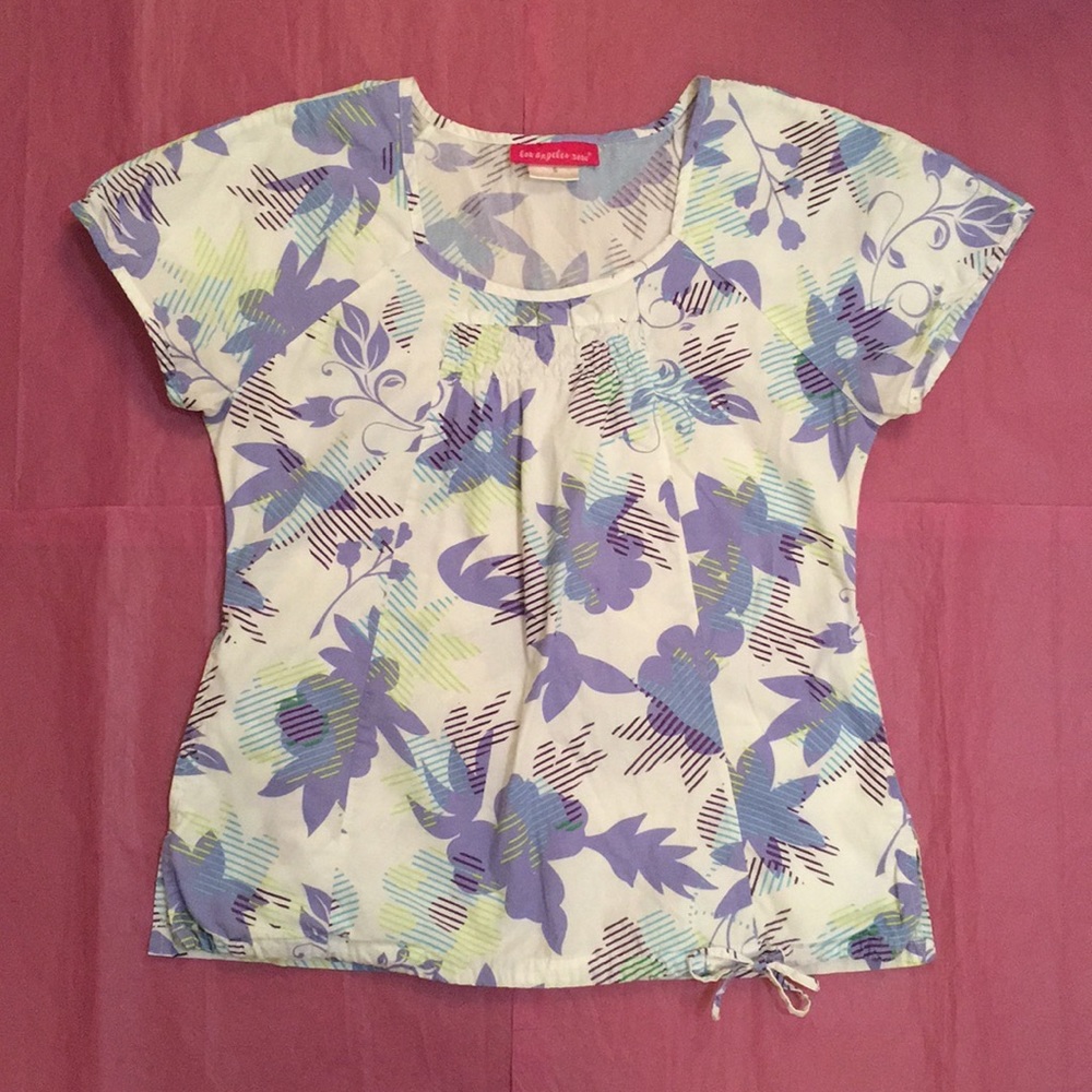 ***Reserved***Los Angeles Rose Floral Scrub Top Size Small